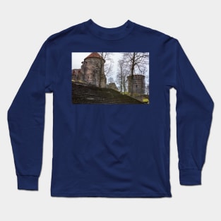 Ruins and wide stairs of medieval castle in Cesis, Latvia Long Sleeve T-Shirt